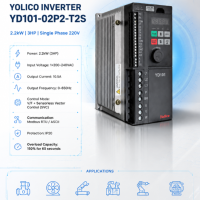 اینورتر یولیکو YD101-02P2-T2S با توان 2.2 کیلووات
